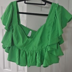Live 4 Truth Bright Green Ruffle Peplum Crop Top